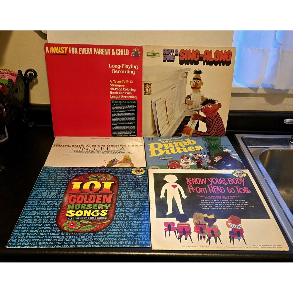 Lot of 6 VG Children's Various Vintage 33 1/3 records Rhymes / Songs / Stories